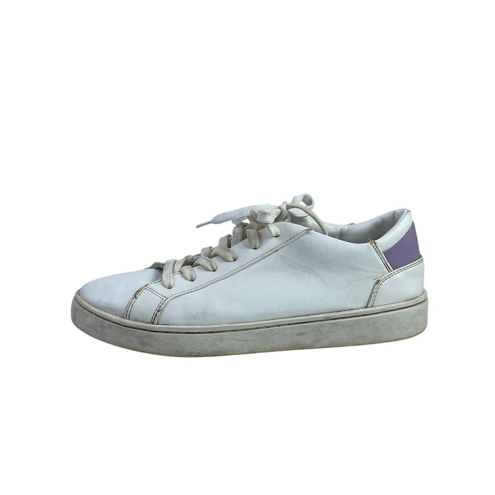 Thousand Fell Women's White Purple Vegan Leather Lace Up Sneakers Shoes Size 8.5